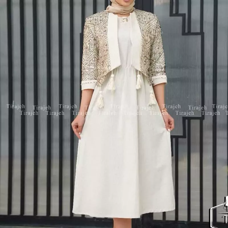 سارافون کمرکش و کت کار شده