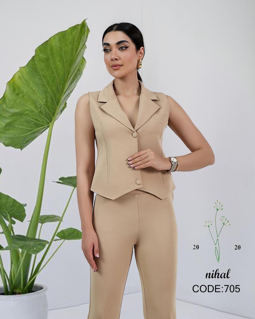 جلیقه شوار یقه انگلیسی زنانه