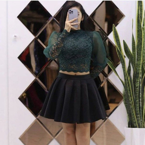 شومیز دخترانه گیپور آستین پفی