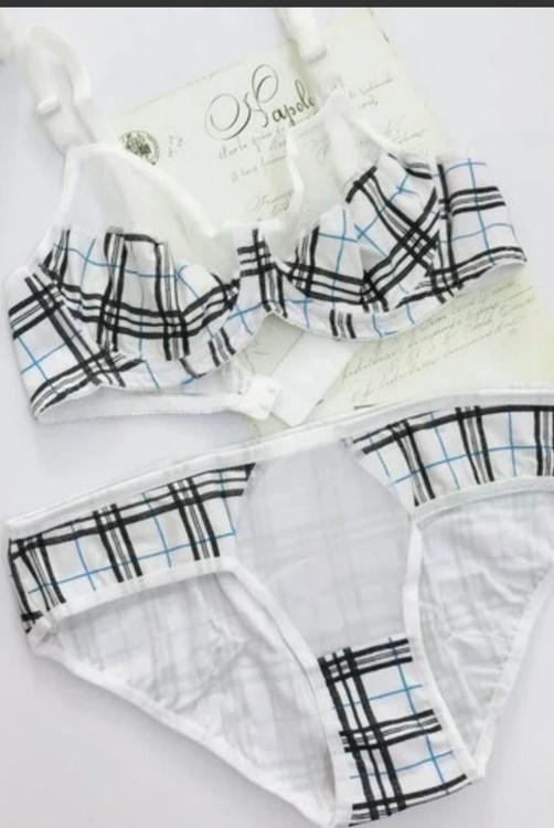 ست شورت و سوتین طرح چهارخونه