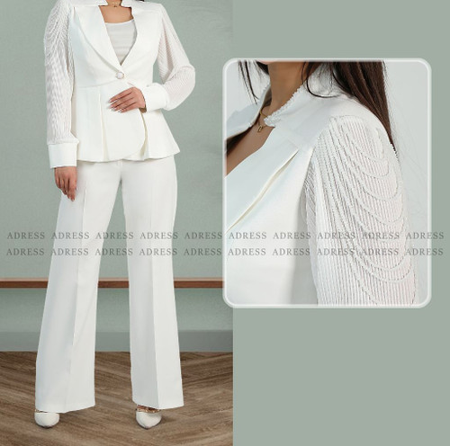 کت و شلوار سرشانه مرواریدی