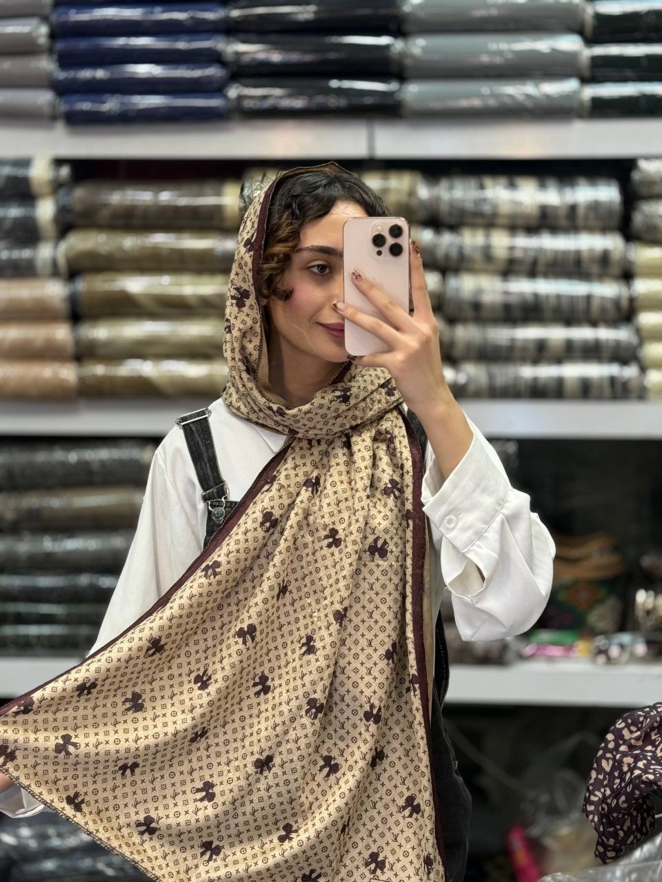 شال مخمل موهر طرح دار پاییزی