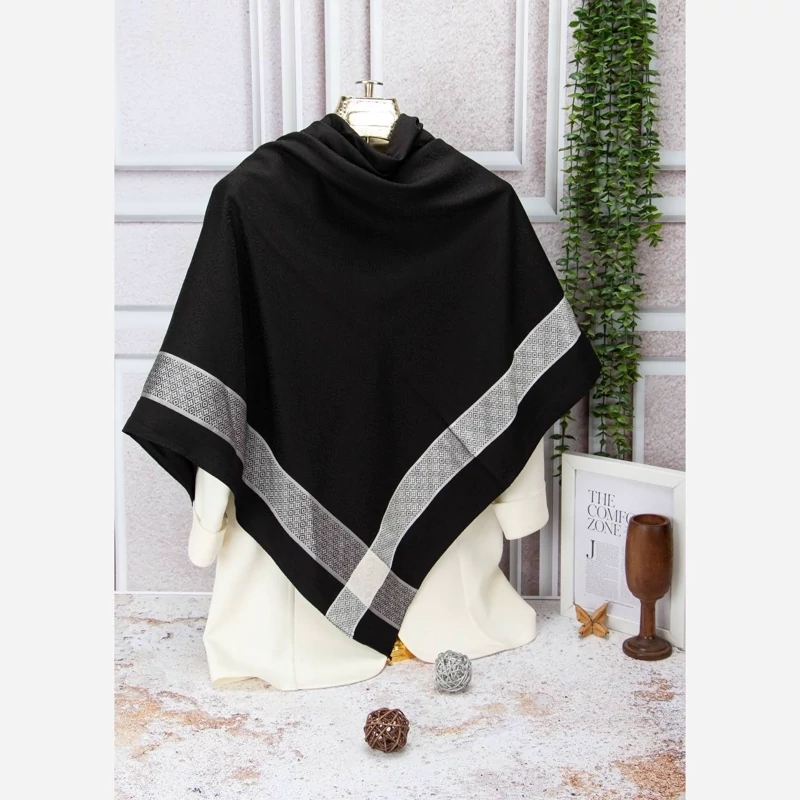 روسری مجلسی مشکی حاشیه دار