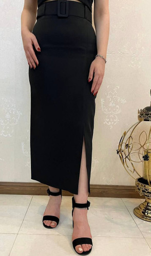 خرید دامن راسته بلند چاک روی زانو