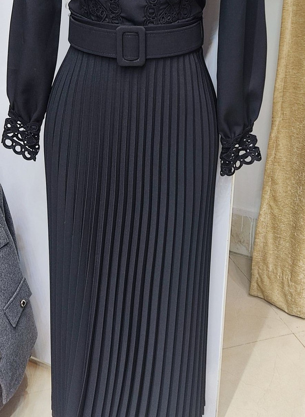 خرید دامن پلیسه کمربنددار