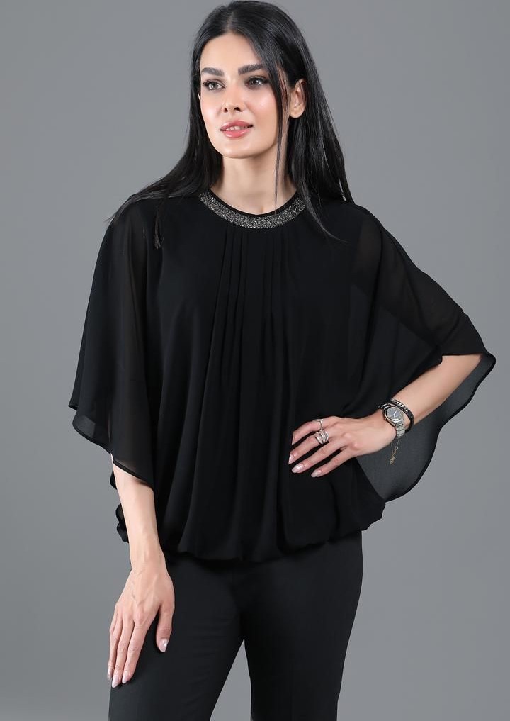 قیمت و خرید شومیز مجلسی حریر یقه ایستاده کار شده