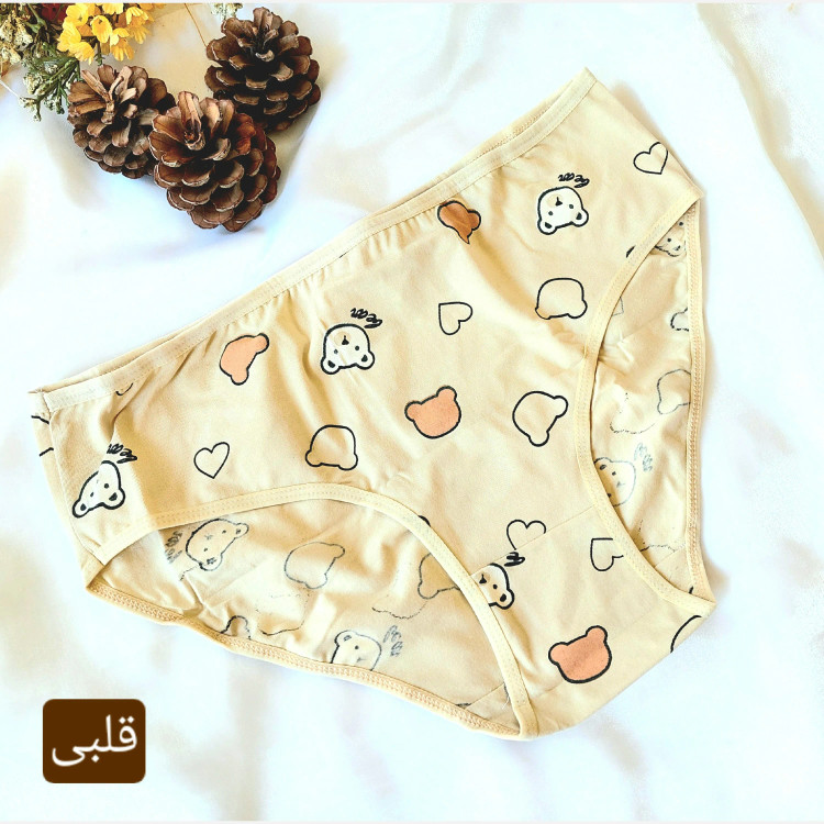 شورت زنانه نخی قواره دار طرح ترک برند ال کیم سایز بزرگ 3XL رنگ کرمی