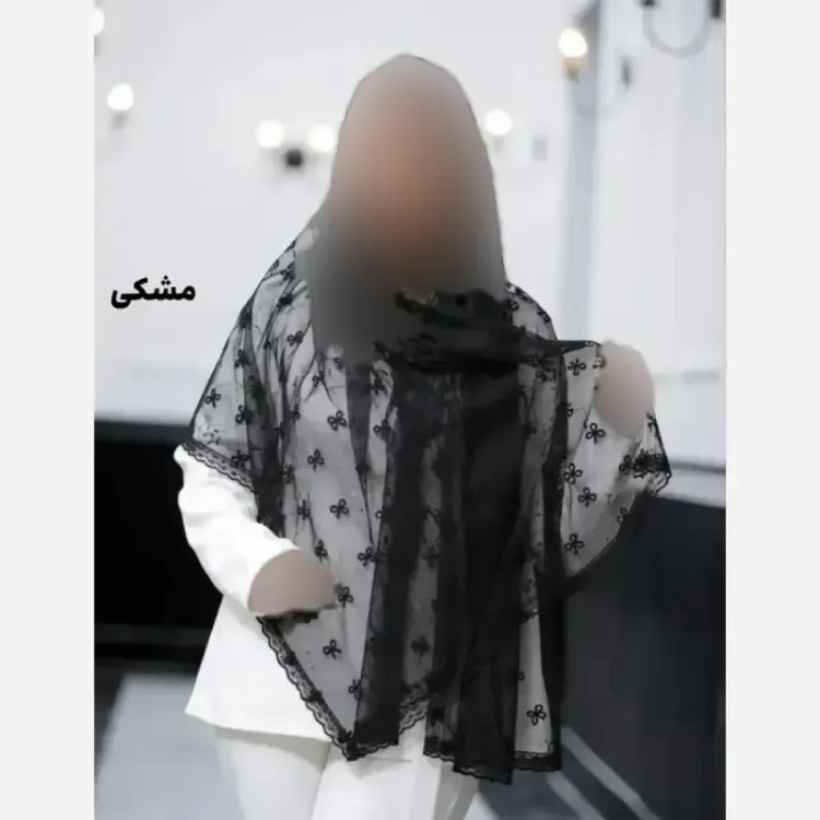 شال توری پاپیونی دور دانتل مناسب استفاده روزمره قواره 185 در 63 سانت