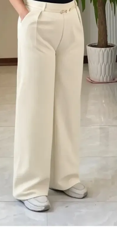 شلوار بگ تنسل میله ای زنانه سایز بزرگ رنگی
